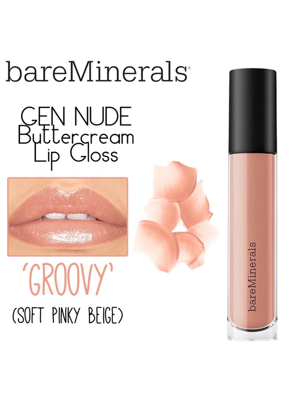 ❤️❄️Bareminerals Gen Nude Buttercream Lip Gloss Groovy (Soft Pinky Beige)